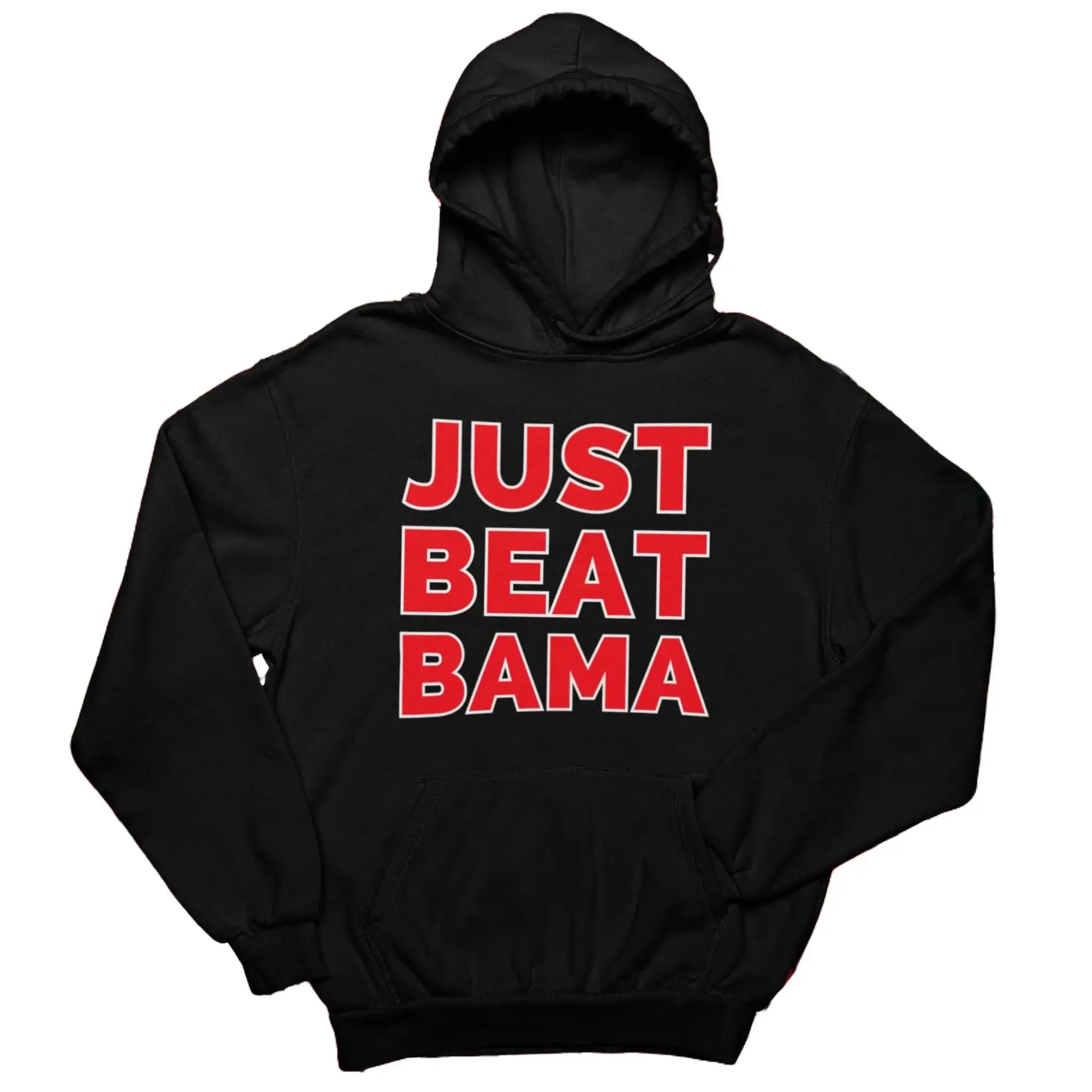 Just Beat Bama Hoodie - Fitted Long Sleeve Casual Sports Hoodie for Georgia Football Fans in Black Red White Sizes S-3X