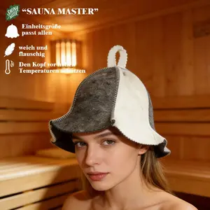 Wool Felt Sauna Hat Block Design, Protects Head and Ears From Heat, Enhances Hair Care Absorption, Easy Storage