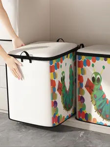 Cute Caterpillar Printed Thick Quilt Storage Bag, Durable Material, Easy Carry Handle, Perfect for Home Use, Store Blankets and Toys
