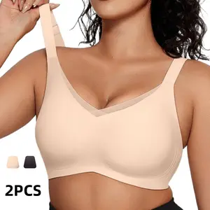 EssElegance Womens Wireless Bras Removable Bra V Mesh Comfortable Bralette Supportive Tshirt Bra No Underwire Seamless Push Up Everyday Bras TK105 dealsforyoudays