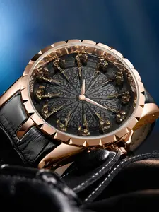 2024 New Trendy Matching Quartz Watch, Classic Pu Leather Strap Wristwatch for Business & Daily Use, Perfect for Men for Birthday Gift with Box