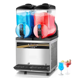 Margarita Machine, 15Lx2 Tank Commercial Slushy Machine, Slushie Machine 1000W, Commercial Margarita Maker, Smoothie Frozen Drink Maker for Supermarkets Cafes Restaurants Bars Home Use.