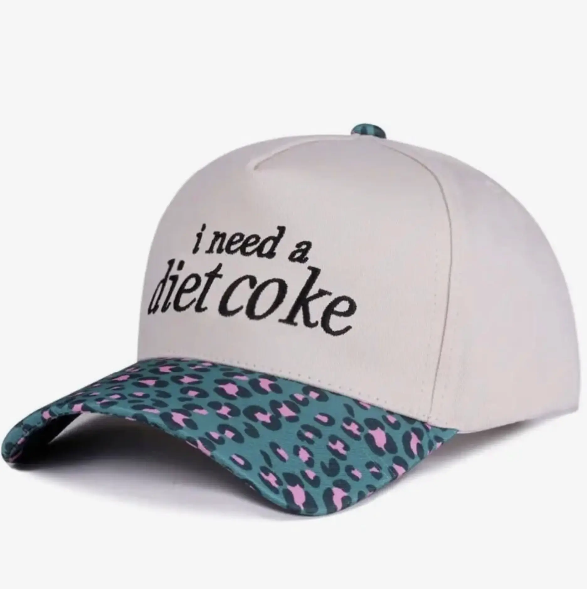 Zenana Women's i need a diet coke Canvas Baseball Cap, Cheetah Print for Casual Outings,