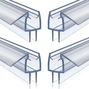 4 Pack Frameless Shower Door Bottom Seal, 3/8 x 39 Clear PVC Shower Seal Strip for 3/8 Inch Glass Shower Door Stop Shower Leaks