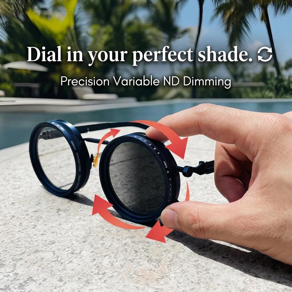 Polarized Round Sunglasses ND9 Adjustable Dimming Sun Glasses Men Women Retro Punk Men's Fishing Eyeglasses Outdoor Shades UV400 Indoor leisure equipment