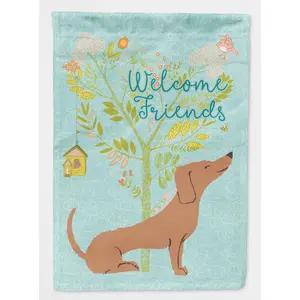 Carolines Treasures  Welcome Friends Red Dachshund Flag - Canvas House Size