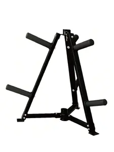 Weight Plate Rack & Tree Home Gym Barbell Storage Rack Black Stable Design for Efficient Loading