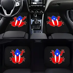4-Piece Puerto Rico Cocoa Frog Car Mats, Car Floor Mats, Universal Fit, Polyester Fiber, Comfortable Non-Slip, Water-Resistant, All-Season Car Accessories