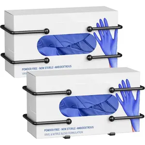 2 Pack 10.4*3.5in Wall Mount Glove Box Dispenser, Black Glove Holder Organizer for Disposable Gloves & Tissue Box, Ideal for Lab Kitchen Bathroom Garage