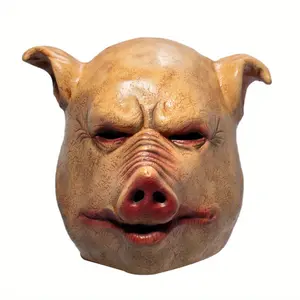 Realistic Scary Pig Head Latex Mask, Horror Animal Costume Mask for Halloween, Cosplay & Haunted House Parties