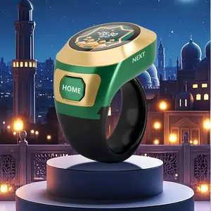 Smart Prayer Ring Reminder, Color Screen APP Theme Customizable, Vibration Alert, Type-C Charging, Daily Pray/muslim Use