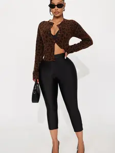 Women Nikole High Rise Tricot Capri Legging - Black Bottoms Womenswear Basic Minimalist Casual Essential Everyday