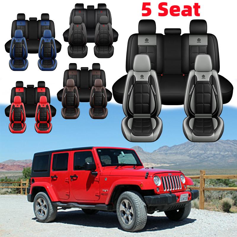 Enhance Comfort 5 Seat Car Seat Covers PU Leather Waterproof Wear Resistant Fully Wrap Around All Five Seats Interior Protection Scratch Resistant Durable All Seasons