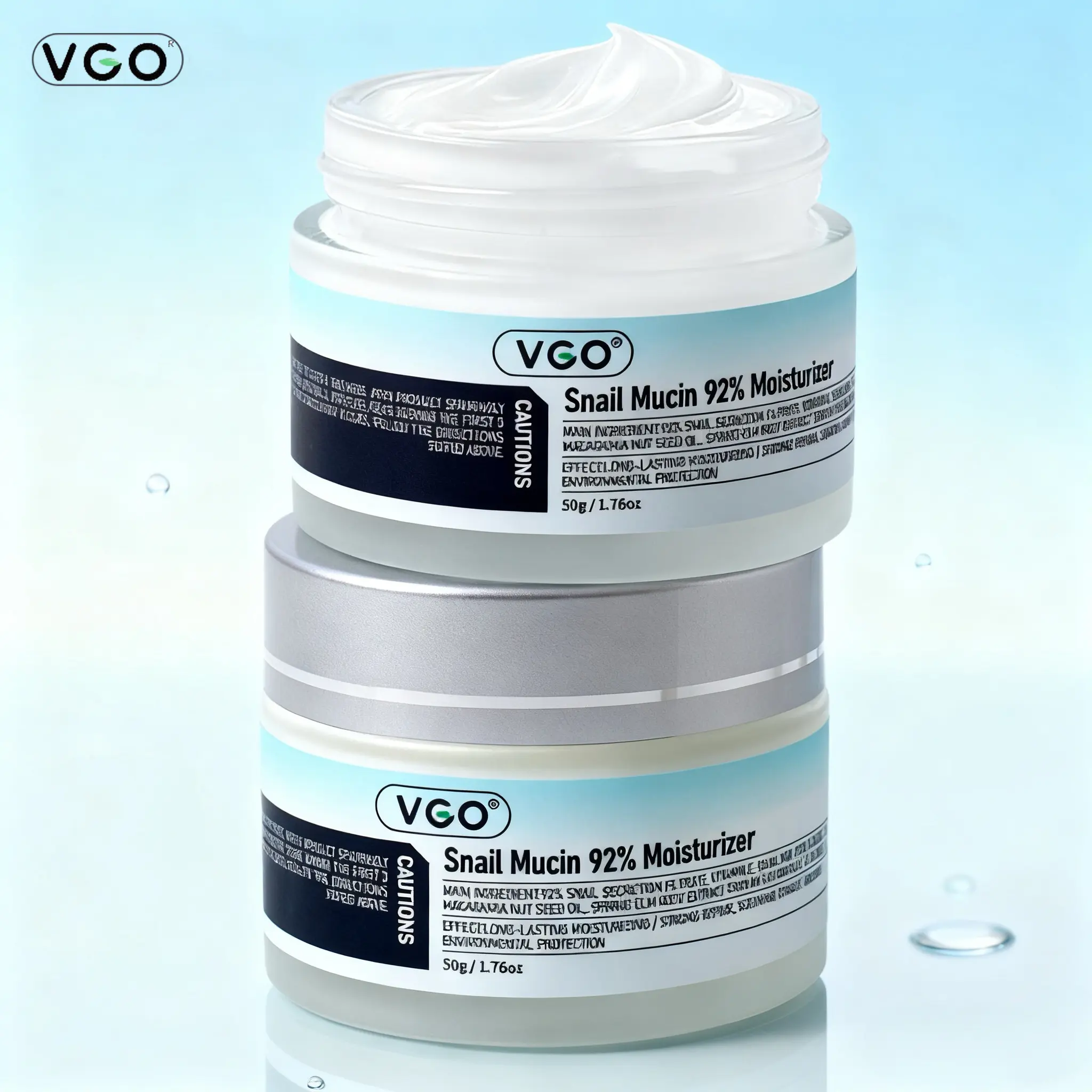 【Buy 30ml VC Serum Get 30ml Free】VGO Snail Mucin Moisturizer 50g Daily Face Gel Cream and 30ml/60ml Vitamin C Facial Serum Essence moisturizer Skincare Hyaluronic Repair Comfort  Anti-Wrinkle Oil Hydrating Lightweight Hydrate Sensitive Daily Moisturizer