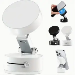 Vacuum magnetic suction cup folding and rotating bracket double-sided suction cup universal vacuum rotating bracket mobile phone bracket black, white, pink three colors