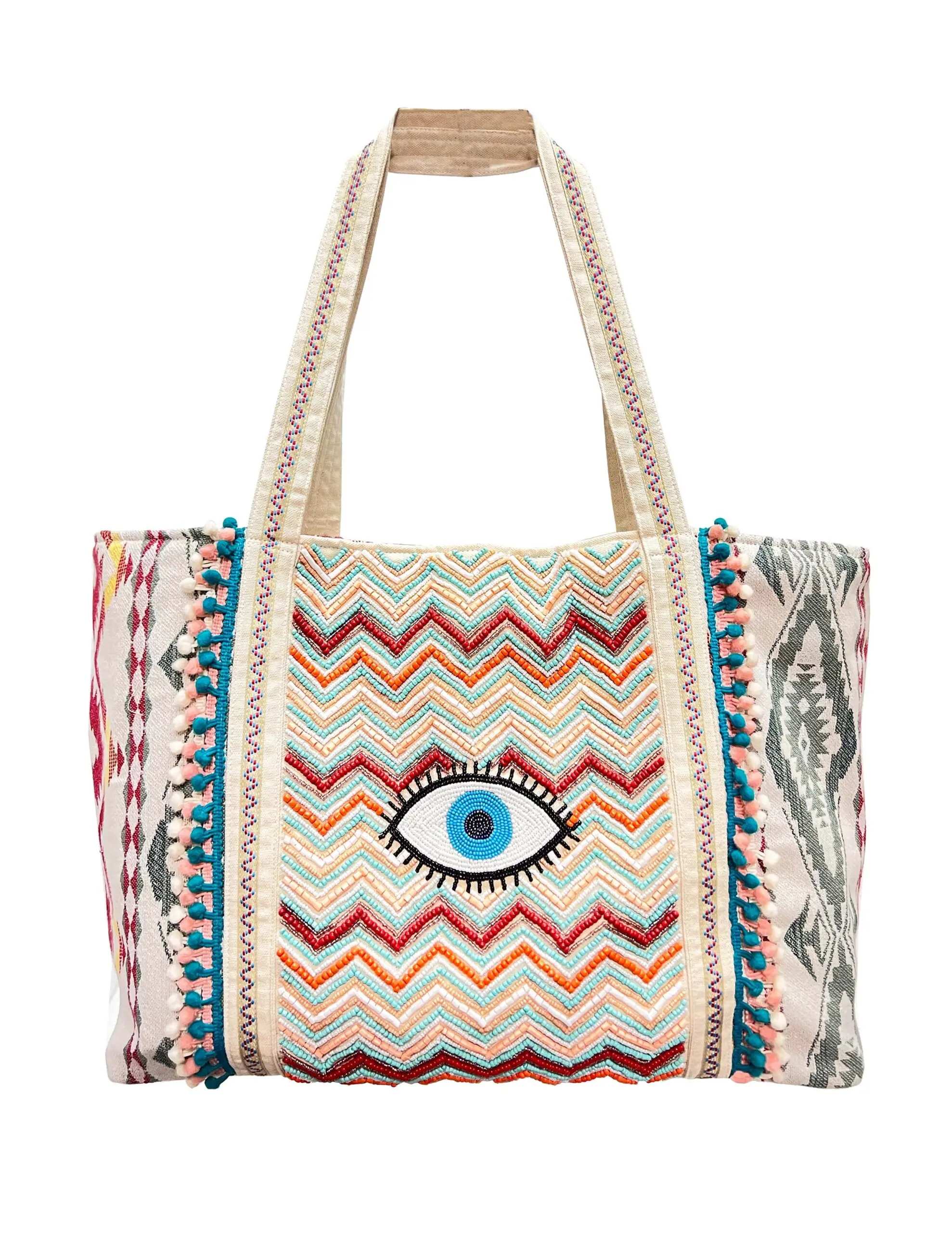 Eclectic Vision Beaded Tote Bag – Eye Motif