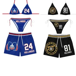 Matching Couple Swimwear Set, Heated Rivalry Hollander 24 Blue vs Rozanov 81 Black Bikini & Board Shorts, Perfect Gift for Him & Her