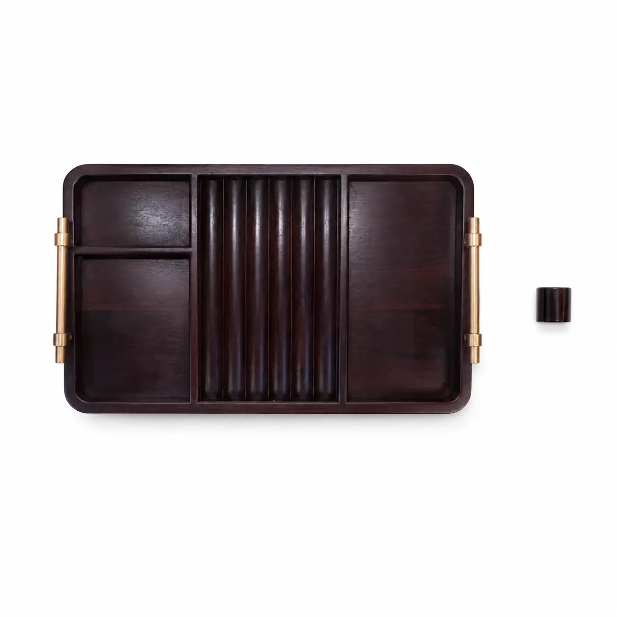 Square shape Rosewood Ashtray and Whiskey Glass Holder, 2-in-1 Ashtrays for Men,Accessory Set Gift for Men Dad, Great Decor for Home(Large drawer