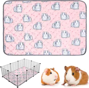 PETWOOHO Guinea Pig Cage Liners Washable Pee Pads Training Pads, Reusable Pee Pads Non Slip Absorbent Mat for Small Animals, Cats, Rat, Dogs, Bunny 2PCS