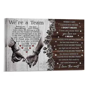 We're A Team Couple Poster Canvas Wall Art for Husband Wife Birthday Anniversary Couple Lover Home Decor Picture for Bedroom Living Room