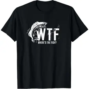 WTF Where's The Fish Men's Funny Fishing T-Shirt Short sleeves shirt