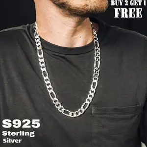 925 Sterling Silver Coarse Figaro Necklace, Retro Minimalist Design, Men'S Necklaces, Women'S Necklaces, Men'S Jewelry, Women'S Jewelry, Fashionable Jewelry Gifts, With Gift Box, Buy 2 Get 1 Free, Total Weight Of The Product(6.25g)