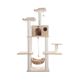 Armarkat Classic Cat Tree - 53"(l)x22"(w)x72"(h), 24" x 22" Base, 60 lbs Capacity, Beige, Easy to Assemble Cat Furniture Scratching Post