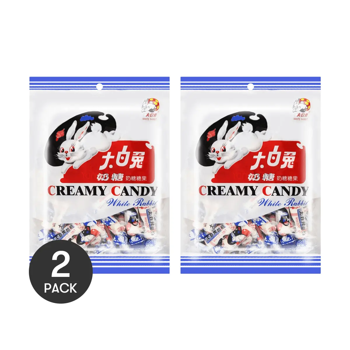2 Pack White Rabbit Candy | Classic Milk Candy | Childhood Nostalgia Treat | Hong Kong Style Sweet | 180g Per Bag
