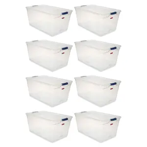 Rubbermaid Cleverstore 95 Quart Plastic Storage Container & Lid, Clear (8 Pack)