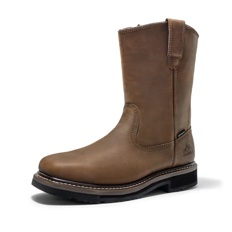 NORTIV 8 Men's Pull-On Steel Toe Waterproof Leather Wellington Industrial Work & Safety Shoe - Goodyear Welt, Premium Leather Upper, Slip Resistant Rubber Sole, Utility Style, ASTM F2413-18 M I/75 C/75, for Construction Workers, Warehouses Footwear