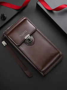 Men's Long Zipper Handbag with Phone Pocket, Business Card Holder, Multi-Card Wallet, Large Capacity, Travel Safety, Thanksgiving Christmas Gift, Business Fashion Wallet