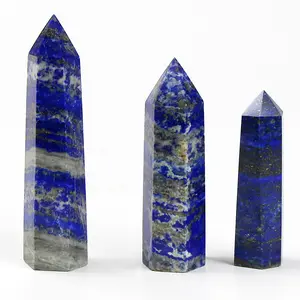 Lapis Lazuli Wands Crystal Tower Hexagonal Pointed Crystal Wand Stone Reiki Balancing Meditation Gemstones Decoration Gifts