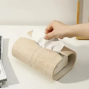 High-End Stone Paper Towel Holder, Living Room Hotel Luxury Minimalist Design, Creative Wabi-Sabi Style Desktop Napkin Box, Elegant Tabletop Organizer, Functional Elegance, Creative Storage