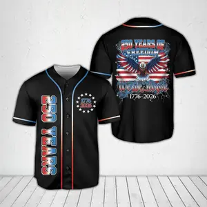 Unisex 250 Years of Freedom Baseball Jersey, America 250th Anniversary Jersey, We The People 1776–2026 Jersey, Patriotic Eagle USA Flag Jersey - Multiple Colors Available