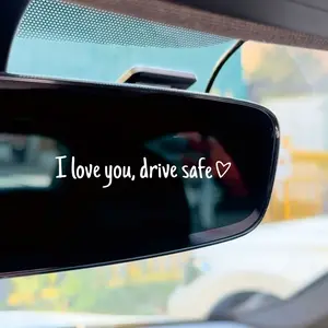 2PCS/SET "I love you, drive safe+Heart" Car Warm Care Driving Sticker For Rearview Mirror/Body Cross-border Hot Care Goodie Adds Sweet Gentle Texture Top For Car Warm Style Fans Car Decorations Car Stickers Sticker For Cars