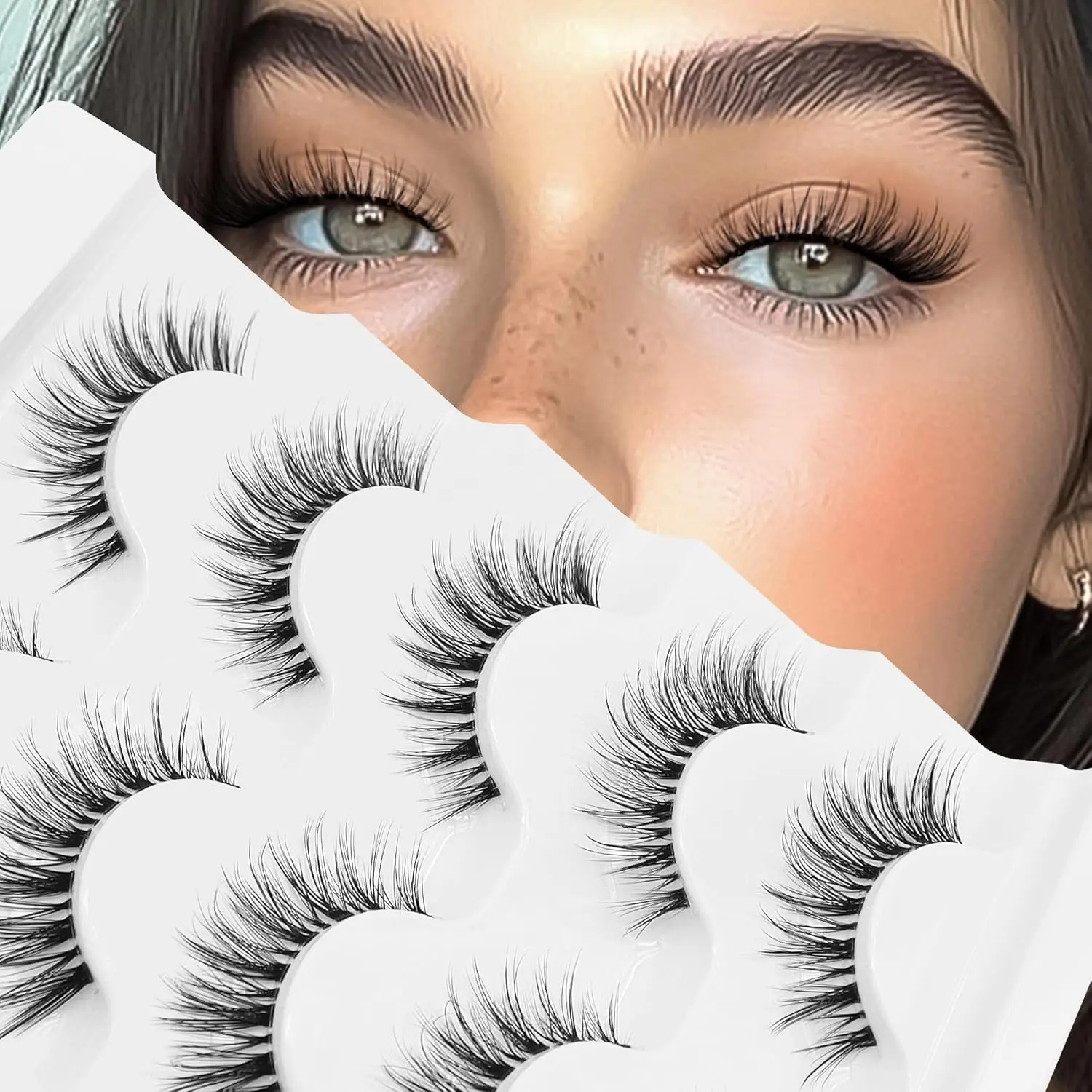 Lashes Wispy False Eyelashes 100% Handmade Eyelashes Natural Look Fake Lashes   5 Pairs Pack