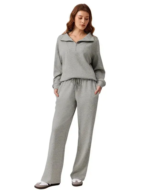 USBOUTIQUE CHIC Women's 2-Piece Sweatsuits Set Long Sleeve Half Zip Pullover Sweatshirt & Joggers Pants Comfy Soft Tracksuit for Fall 2025