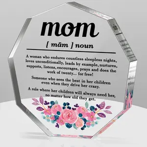 Mom Gifts from Daughter Son Best Mom Ever Mothers Day Birthday Christmas Gifts for Mother Bouns Mom Stepmom Single Mom New Mom Mama and Mom Definition Acrylic Decorative Signs Plaques