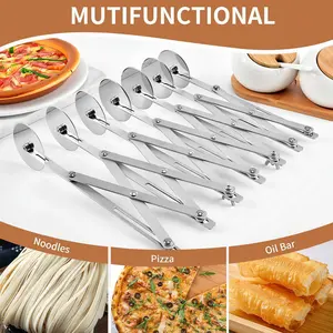 Stainless Steel Pizza Cutter 7 Wheels - Dough Divider Pastry Blender Multi Roller Baking Tool, Food Grade Kitchen Gadgets for Dough Pastry Utensils Cheese
