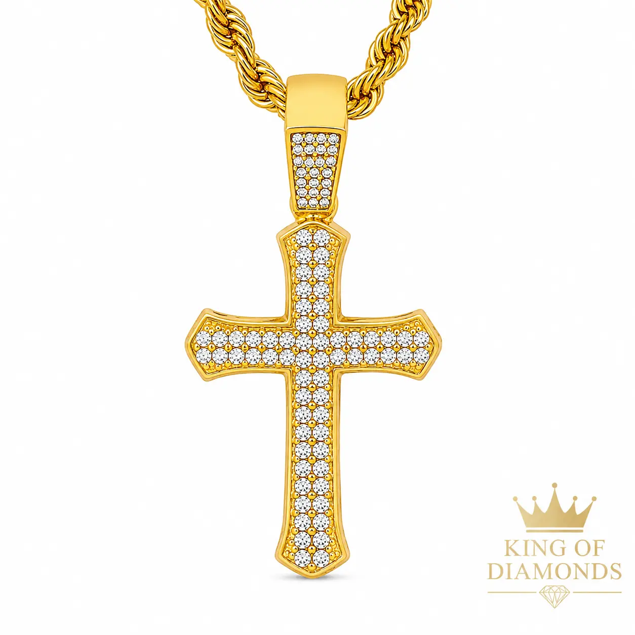 Silver-Plated Alloy Unisex Crucifix Necklace - Rhinestones Cross Charm, 24-Inch Chain, Jewelry Pendant, Bold Look, Casual Wear Stylish Accessory