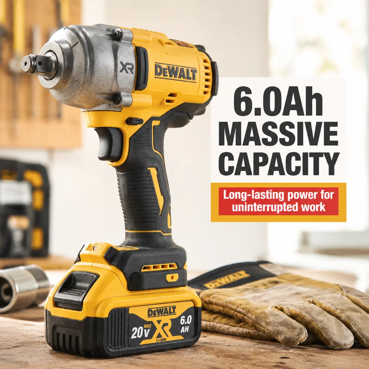 DEWALT 900 20V Brushless Cordless 1/2" High Torque Impact Wrench with Hog Ring Anvil, Lithium-Ion, 1Battery 1Charger 1Toolkit, Heavy-Duty Multitool for Automotive Repair (Hand Tools & Accessories) with Battery