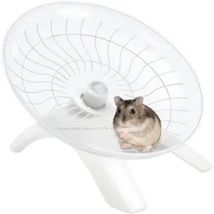 Silent Hamster Flying Saucer Exercise Running Wheel for Dwarf Hamsters Gerbil Mice Small Animals (White)