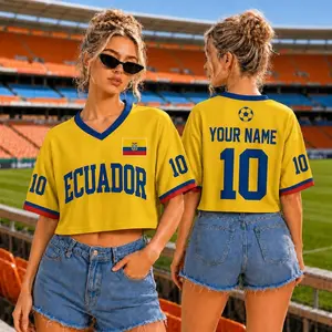 Ecu Soccer Crop Top Jersey Custom Name Number Women Mesh Football Fan Shirt, Yellow Soccer Shirt, Ecu Fan Gift