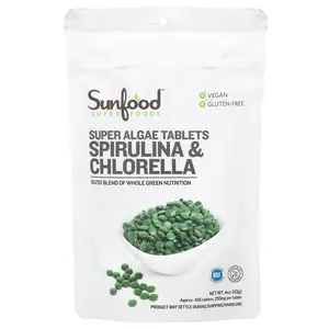 Sunfood Super Algae Tablets Spirulina & Chlorella, 250 mg, Approx. 456 Tablets