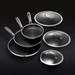 Hybrid Fry Pan Set With Lids, 6-pc