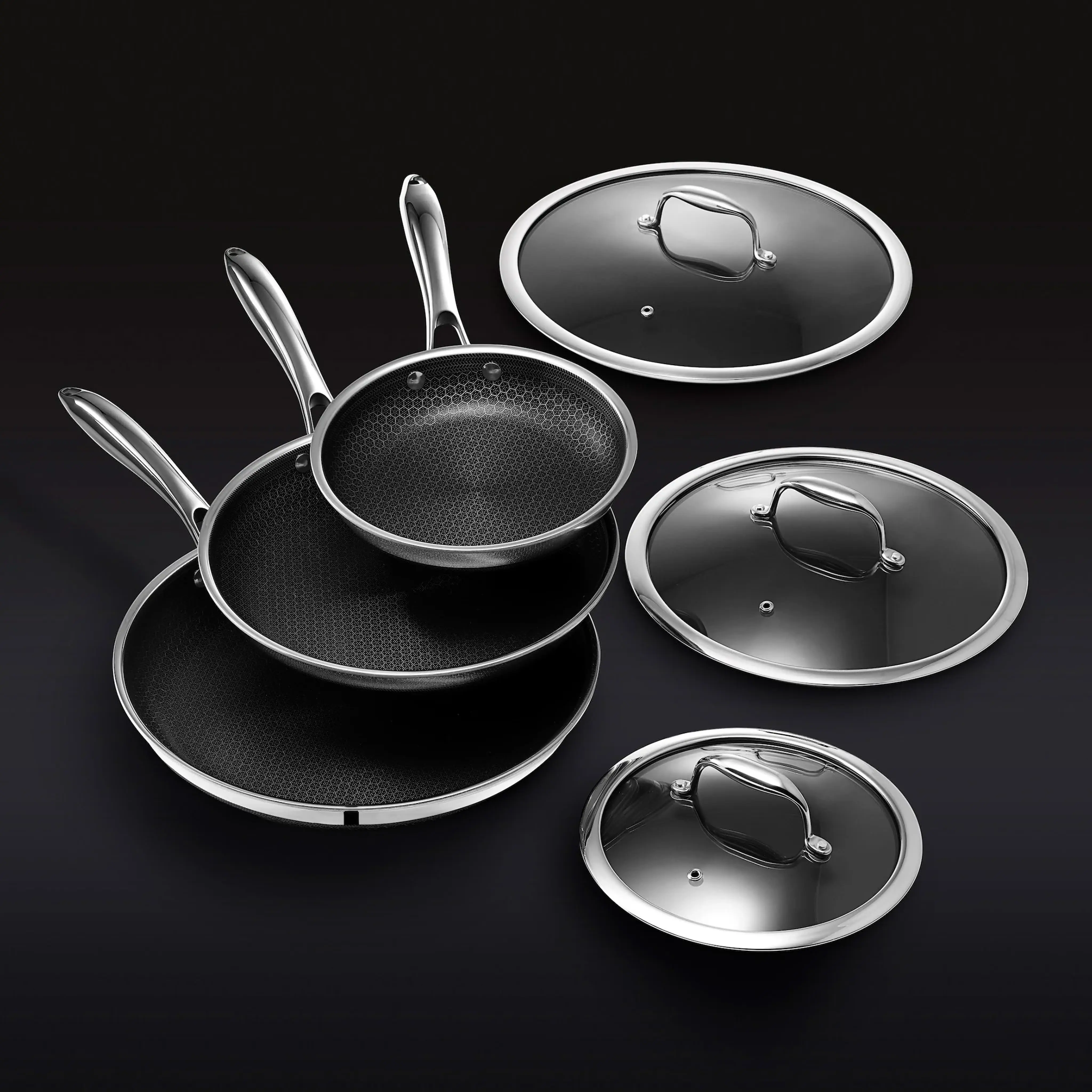 Hybrid Fry Pan Set With Lids, 6-pc Hybrid Fry Pan Set With Lids, 6-pc