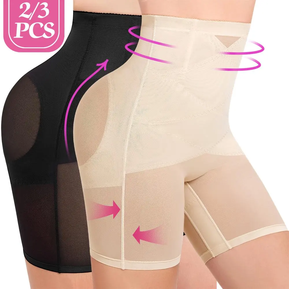 Women's High-Waisted Seamless Nylon Shapewear Boy Shorts - Tummy Control, Butt Lift, Thigh Slimmer Activewear for Sports, Outdoor Use, Black, Minimalist, Basic, Casual
