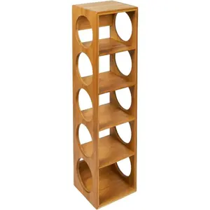 HYGRAD BUILT TO SURVIVE Stackable Bamboo Wall Mounted Wine Rack Stand, 5 Bottle Countertop Freestanding Wine Holder Storage Display Shelves for Basement, Kitchen, Bar, Pantry Cabinet