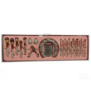 Professional Brush Set for Women TIKTOK VIRAL Rhinestone Makeup Brush Set 23pcs Sparkling Glitter Brushes Eyelash Curler Hairband Pink Red Silver Pro Beauty Tools for Flawless Looks Oily luxurious series Colorful Brush Set with Powder Puff  protip birthda