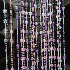 Beaded Curtain Doorways Star Acrylic Hanging Door Beads String Curtains Tassel Room Divider Screen Decor for Doorway Window Living Room Wedding